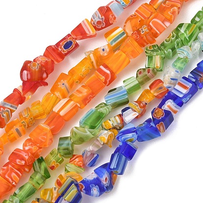 Handmade millefiori lampwork beads strands, самородки