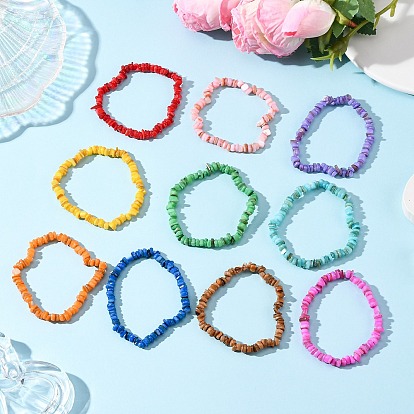 10 шт. 10 Браслеты из натуральных пресноводных ракушек, окрашенные в разные цвета, для мужчин и женщин, самородки