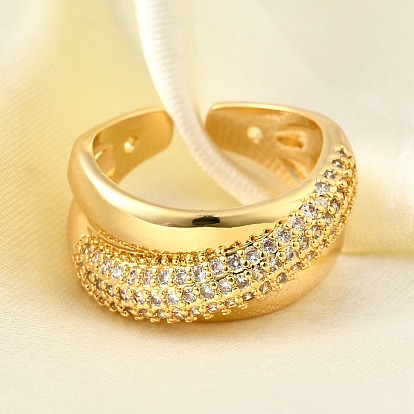 Открытые манжеты из латуни с микропаве и цирконием для женщин, без кадмия, без никеля и без свинца, регулируемый