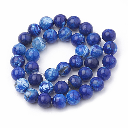 Perles de perles d'agate de craquelures naturelles teintes, ronde