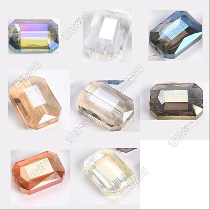 104 pcs 8 couleurs plaquent des brins de perles de verre transparent, demi-plaqué, facette, rectangle