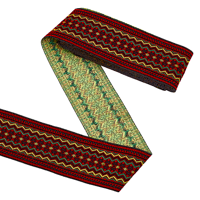 4.8~5 Yards breites Polyester-Jacquardband im ethnischen Stil mit Elefanten-/Kreuz-/Rhombusmuster, Kleidungszubehör