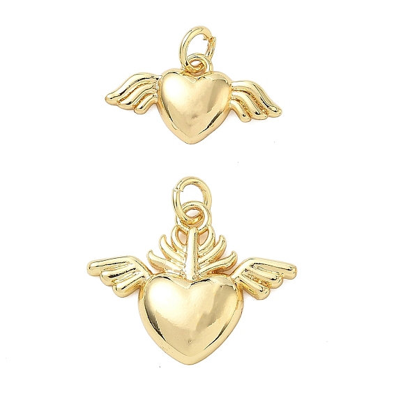 Латунные подвески, сердце с крыльями, стойки покрытие, долговечный, без свинца и без кадмия, с целью перехода в кольце