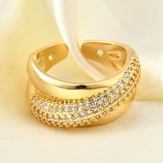 Открытые манжеты из латуни с микропаве и цирконием для женщин, без кадмия, без никеля и без свинца, регулируемый