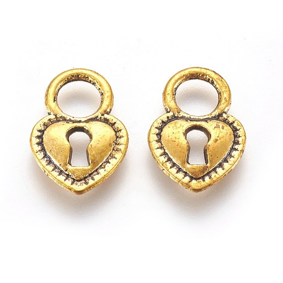 Тибетском стиле замка сплава подвески, без свинца и без кадмия, 17x11x2 мм, Отверстие : 6 мм , около 1315 шт / 1000 г