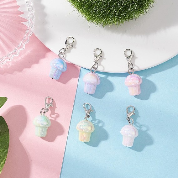 УФ-покрытие акриловые грибы подвесные украшения, Застежки-когти из сплава омара, подвески для украшений сумок