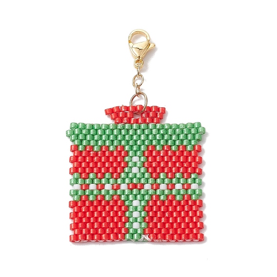 Рождественская подарочная коробка, стеклянный кулон с семенами, украшение, 304 подвески-застежки-лобстеры из нержавеющей стали для украшений сумок