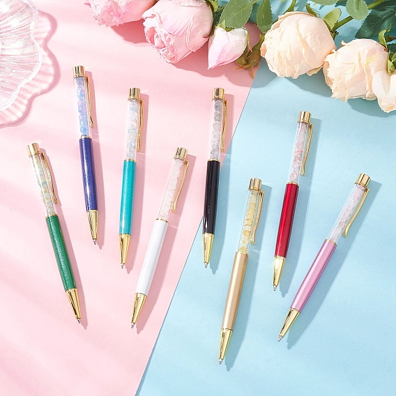 Креативные шариковые ручки в пластиковой трубке, с черным стержнем для ручки внутри и акриловыми бусинами-цветами