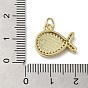 Brass Micro Pave Cubic Zirconia Pendants, with Shell, Fish