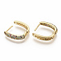 Brass Micro Pave Colorful Cubic Zirconia Hoop Earrings, Real 16K Gold Plated