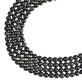 Serpentine naturelle arricraft / brins de perles rondes en pierre de dentelle verte