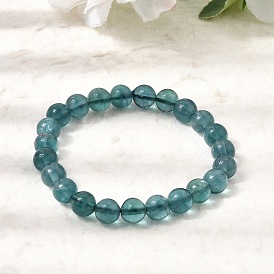 Pulseras elásticas redondas de cuentas de fluorita azul natural de 8 mm para mujer