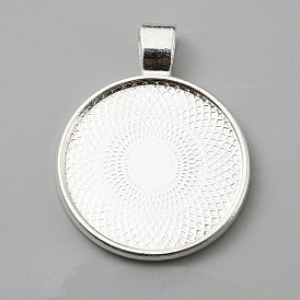 Alloy Double-side Pendant Cabochon Settings, Flat Round