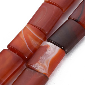 Brazil Red Agate Beads Strands, Dyed & Heated, Rectangle