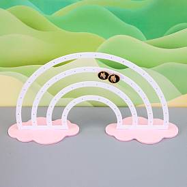 Affichage de boucle d'oreille acrylique, Arc-en-ciel avec nuage