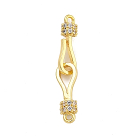 Rack Plating Brass Micro Pave Clear Cubic Zirconia Hook Clasps, Long-Lasting Plated, Lead Free & Cadmium Free