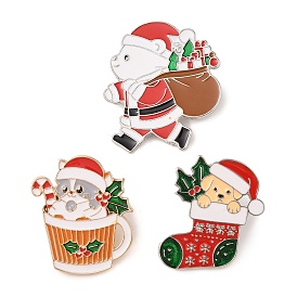 Christmas Theme Enamel Pins, Zinc Alloy Animal Brooches for Backpack Clothes