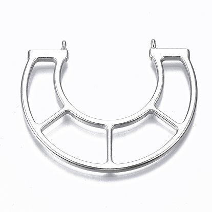 Hollow Alloy Pendant Links, Lead Free & Cadmium Free, U Shape