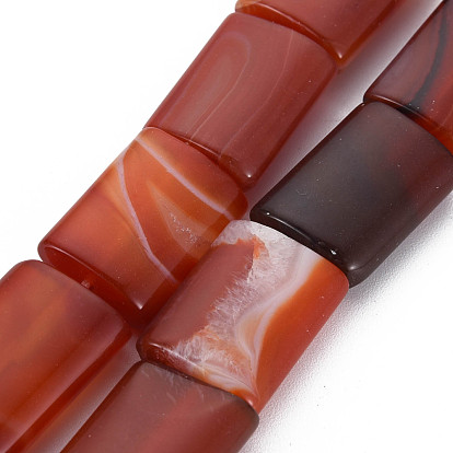 Brazil Red Agate Beads Strands, Dyed & Heated, Rectangle