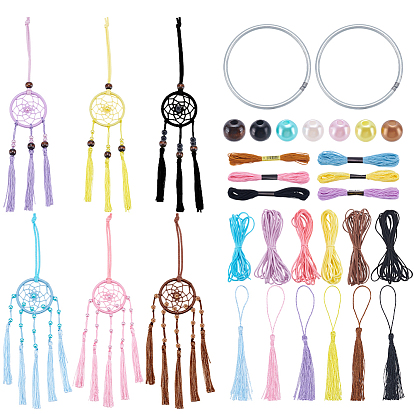 Наборы для самостоятельного изготовления сетки/паутинки из полиэстера и искусственной замши с перьями