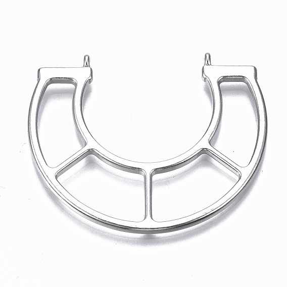 Hollow Alloy Pendant Links, Lead Free & Cadmium Free, U Shape