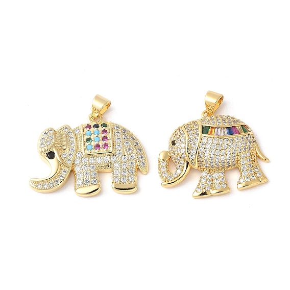 Латунные микро-паве красочные кубические циркониевые подвески, без кадмия и без свинца, слон