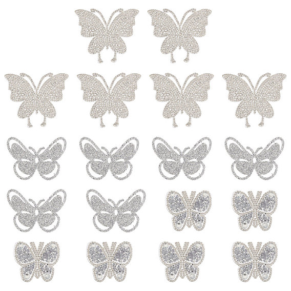 18 шт. 3 стили бабочки, аппликации из стразов с горячей фиксацией, аксессуары для костюма