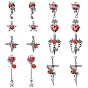 16 pièces 8 styles pendentifs en alliage et résine avec strass, gris anthracite
