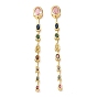 Brass Micro Pave Cubic Zirconia Big Pendants, Oval Charms, Cadmium Free & Lead Free, Golden