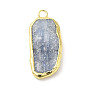 Natural Kyanite/Cyanite/Disthene Quartz Pendants, Rectangle Charms with Rack Plating Golden Plated Tin &  Brass Findings, Cadmium Free & Lead Free