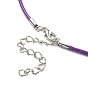 30Pcs 5 Colors Waxed Cord Necklace Making, with Zinc Alloy Lobster Clasps, Platinum