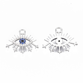 Brass Micro Pave Cubic Zirconia Pendants, Nickel Free, Eye
