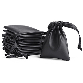Imitation Leather Storage Bags, Drawstring Pouches Packaging Bag, Rectangle