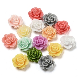 Opaque Resin Decoden Cabochons, Rose Flower