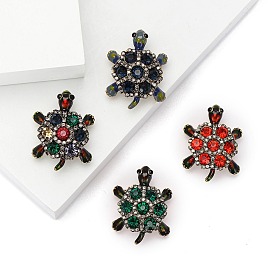 Alloy and Glass Rhinestone Brooch, Tortoise Brooch for Women, Gunmetal