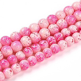 Нити прозрачных окрашенных стеклянных бусин для запекания, круглые, два тона