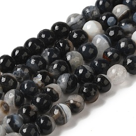 Dyed & Heated Natural Agate Crystal Beads Strands, Faceted Round