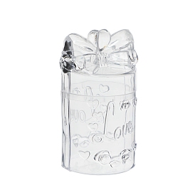 Plastic Candy Box, Candy Packaging Box, with Lid, Column with Bowknot & Word Love