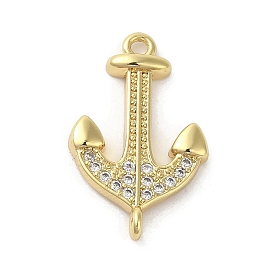Rack Plating Brass Micro Pave Cubic Zirconia Pendants, 
Long-Lasting Plated, Cadmium Free & Lead Free, Anchor
