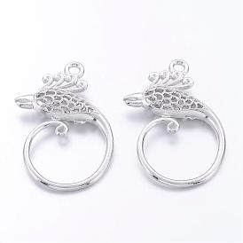 Metal Alloy Hollow Pendants, Cadmium Free & Lead Free, Bird of Paradise, 38x28x6.5mm, Hole: 2.5mm