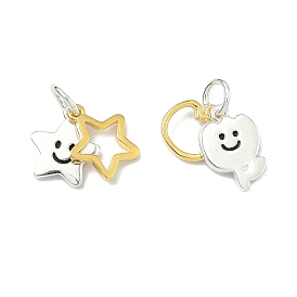 925 Подвески из стерлингового серебра с черной эмалью в виде улыбающегося лица и цветка, золотой и серебряный, с печатью 925