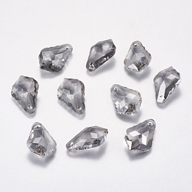 Faceted Glass Rhinestone Charms, Imitation Austrian Crystal, Leaf