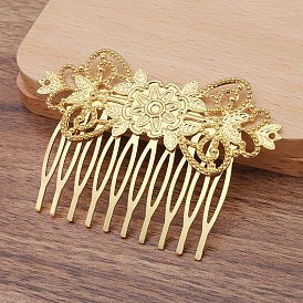 Brass Hair Comb Findings, Iron Comb, Flower