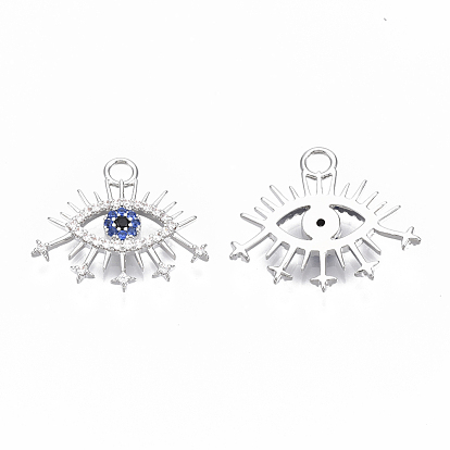 Brass Micro Pave Cubic Zirconia Pendants, Nickel Free, Eye
