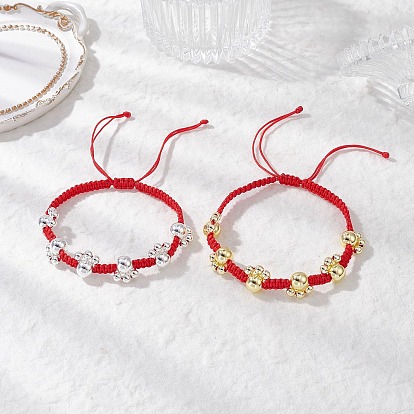 Браслеты из бисера с гальваническим покрытием из немагнитного синтетического гематита с отпечатком лапы, с оплеткой нейлоновой нити