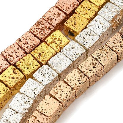 Гальванические бусины из натуральной лавы, кубические