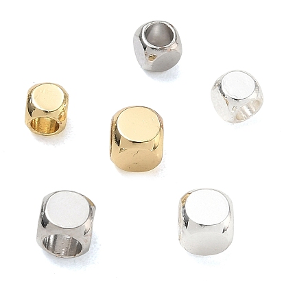 Brass Spacer Beads, Cube, Cadmium Free & Lead Free, Rack Plating, Long-Lasting Plated