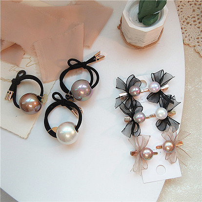 Elegant Pearl Butterfly Hair Clip with Bow - Graceful, Hair Accessories, Chic.
