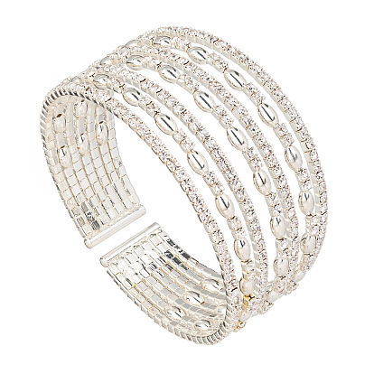 Fashionable Hollow-out Handcrafted Bangle Bracelet with Full Diamond Insets