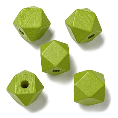 Printed Wood European Beads, Polygon